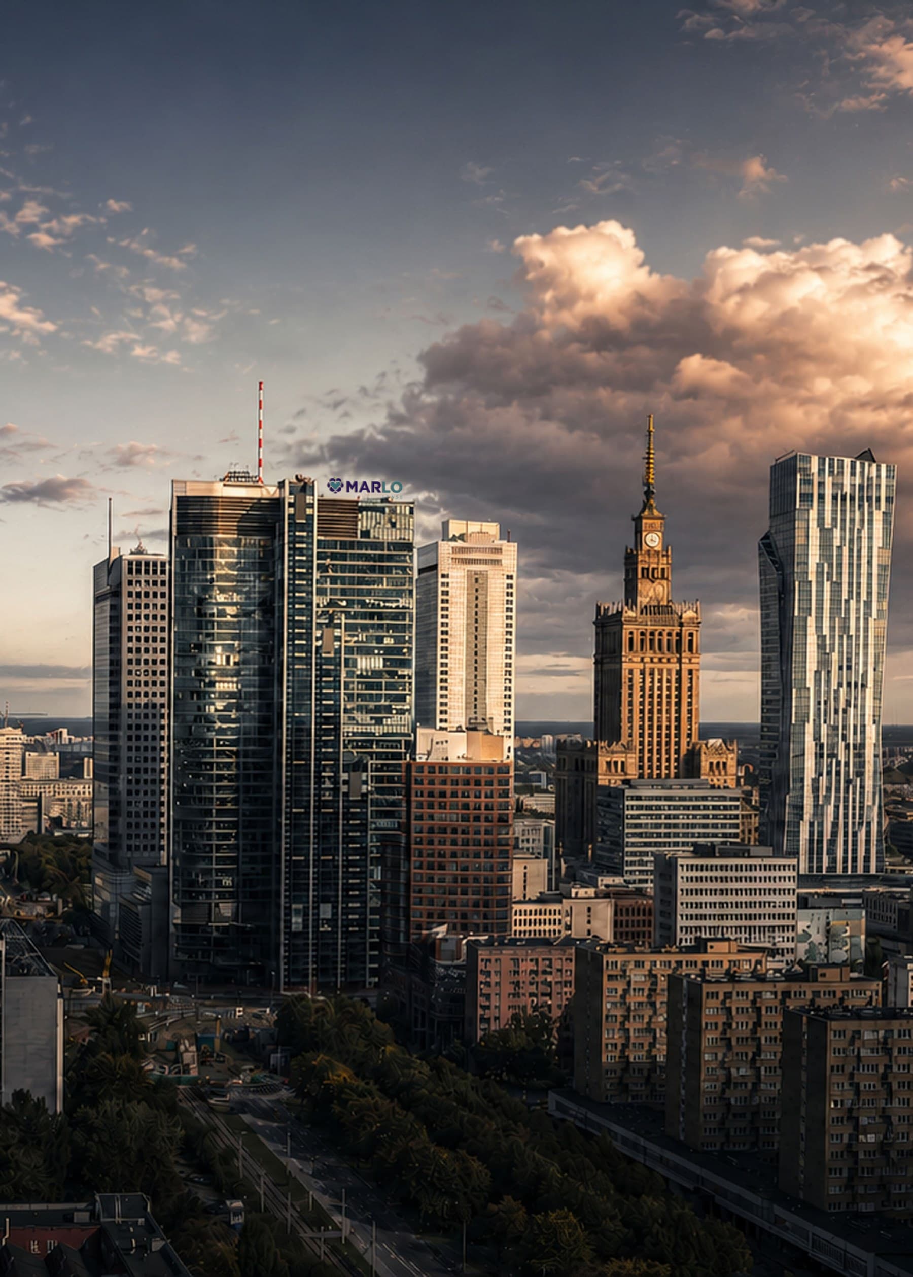 Warsaw skyline with the Palace of Culture and Science